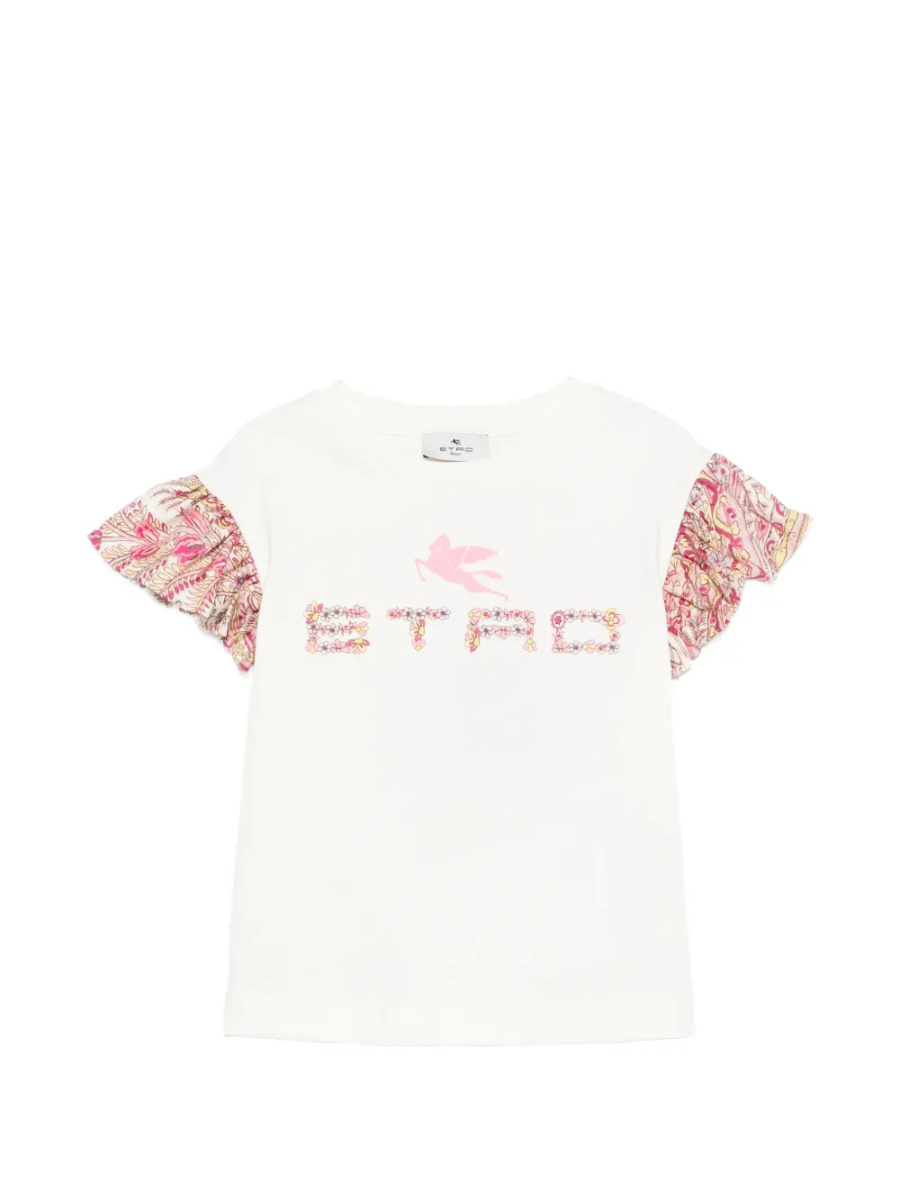 ETRO KIDS floral ruffled T-shirt - Toni neutri