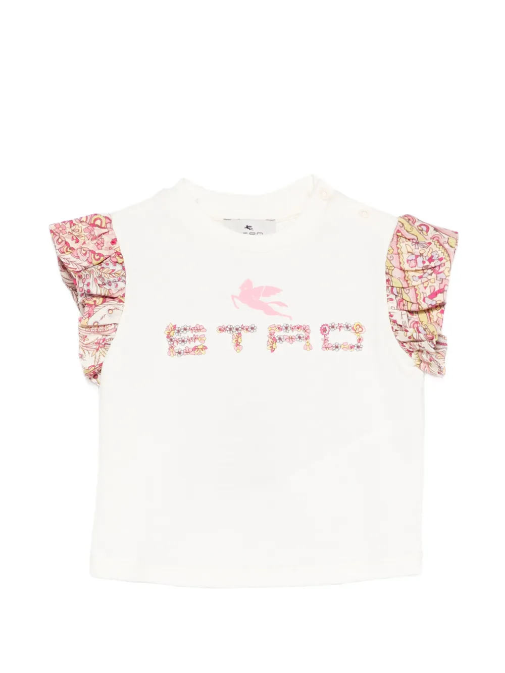 ETRO KIDS logo-print floral T-shirt - Toni neutri