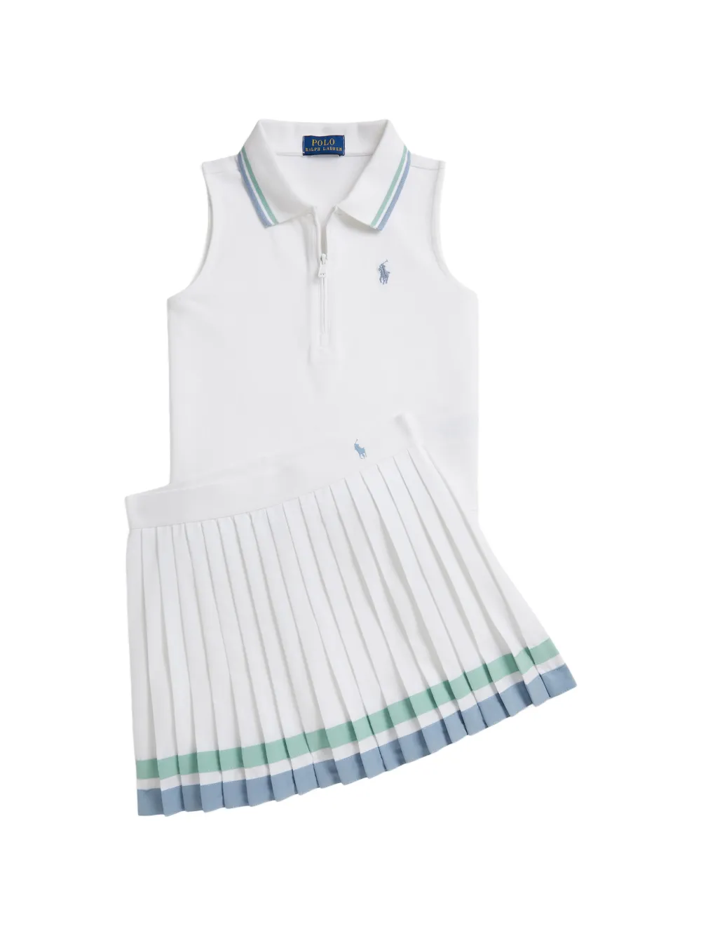 POLO RALPH LAUREN KIDS Gestreepte skort met plooien Wit