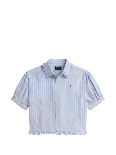 POLO RALPH LAUREN KIDS striped ruffle trim shirt