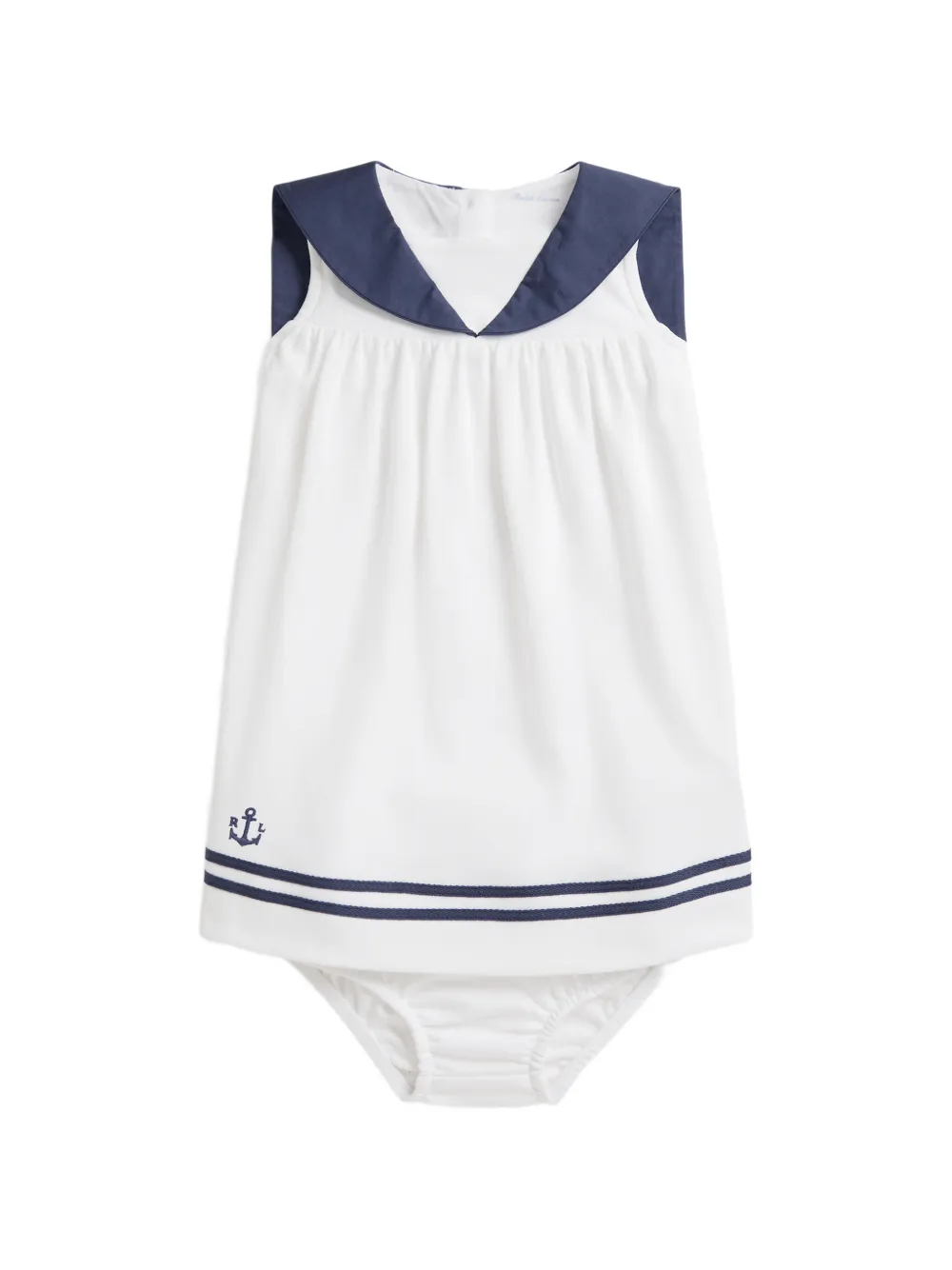 POLO RALPH LAUREN KIDS sailor anchor embroidered dress - White