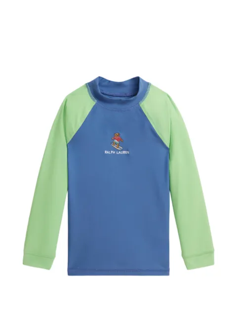 POLO RALPH LAUREN KIDS colour-block polo-bear rash guard top