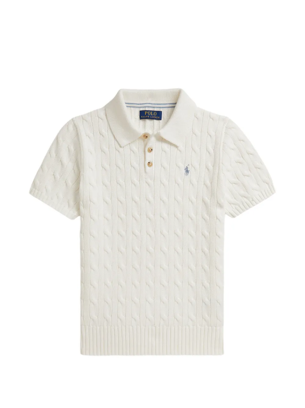 POLO RALPH LAUREN KIDS Polo in maglia intrecciata - Bianco