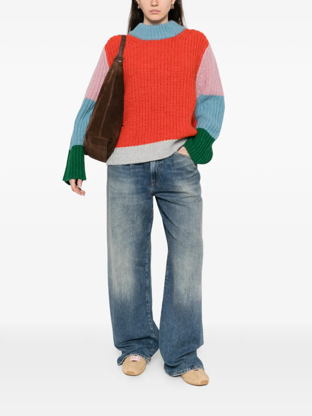  Essentiel Antwerp Colour-block Sweater - Red 