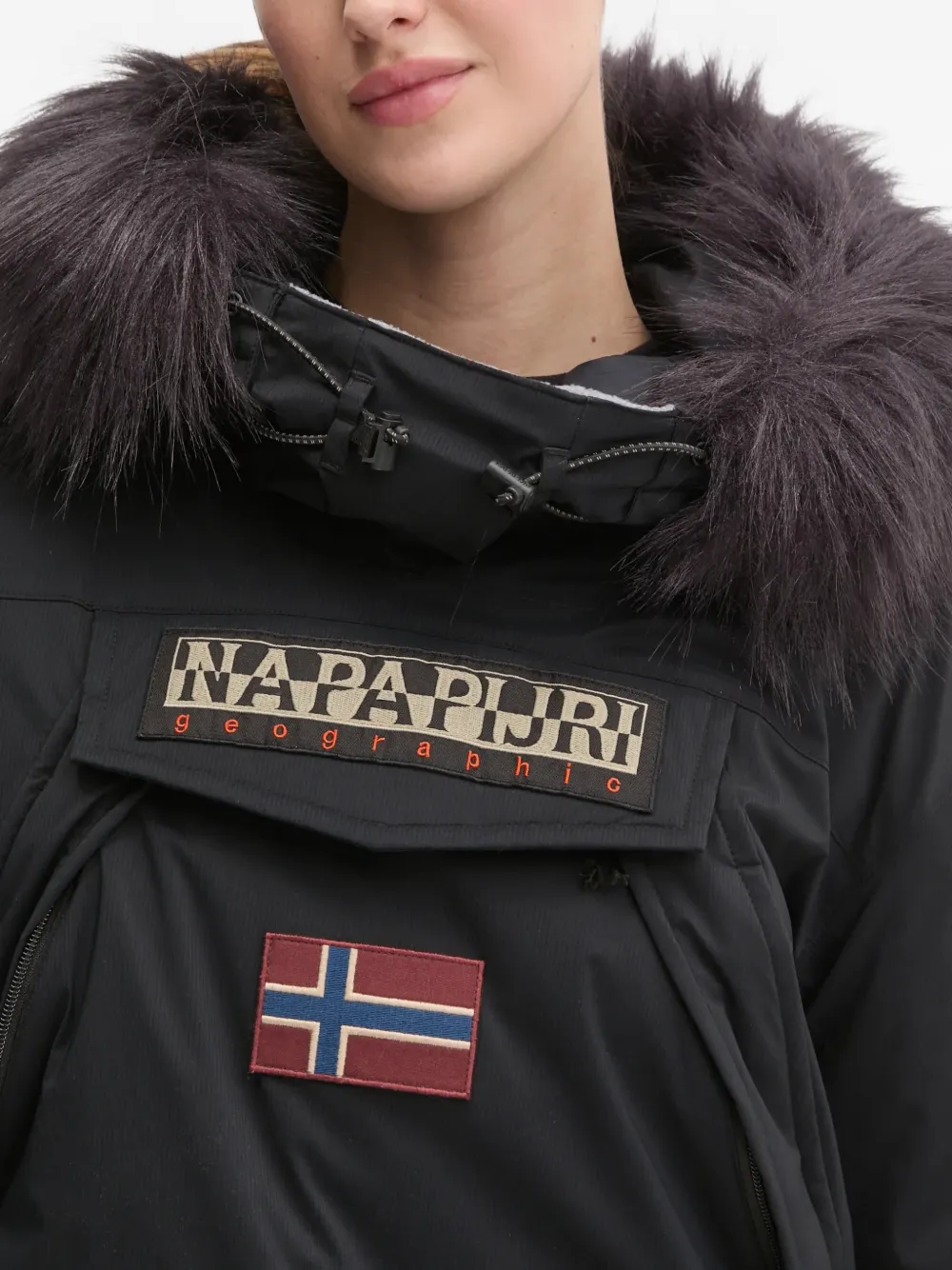 Napapijri Jack met imitatiebont Zwart