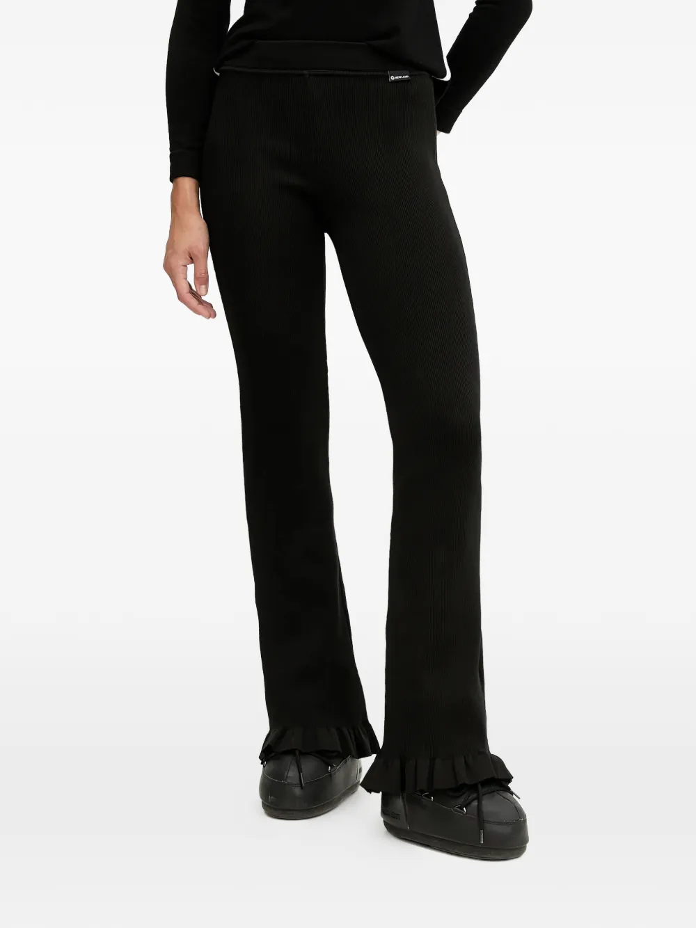 NEWLAND ruffled ribbed trousers - Schwarz