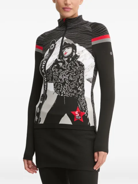 NEWLAND wave-print zip top