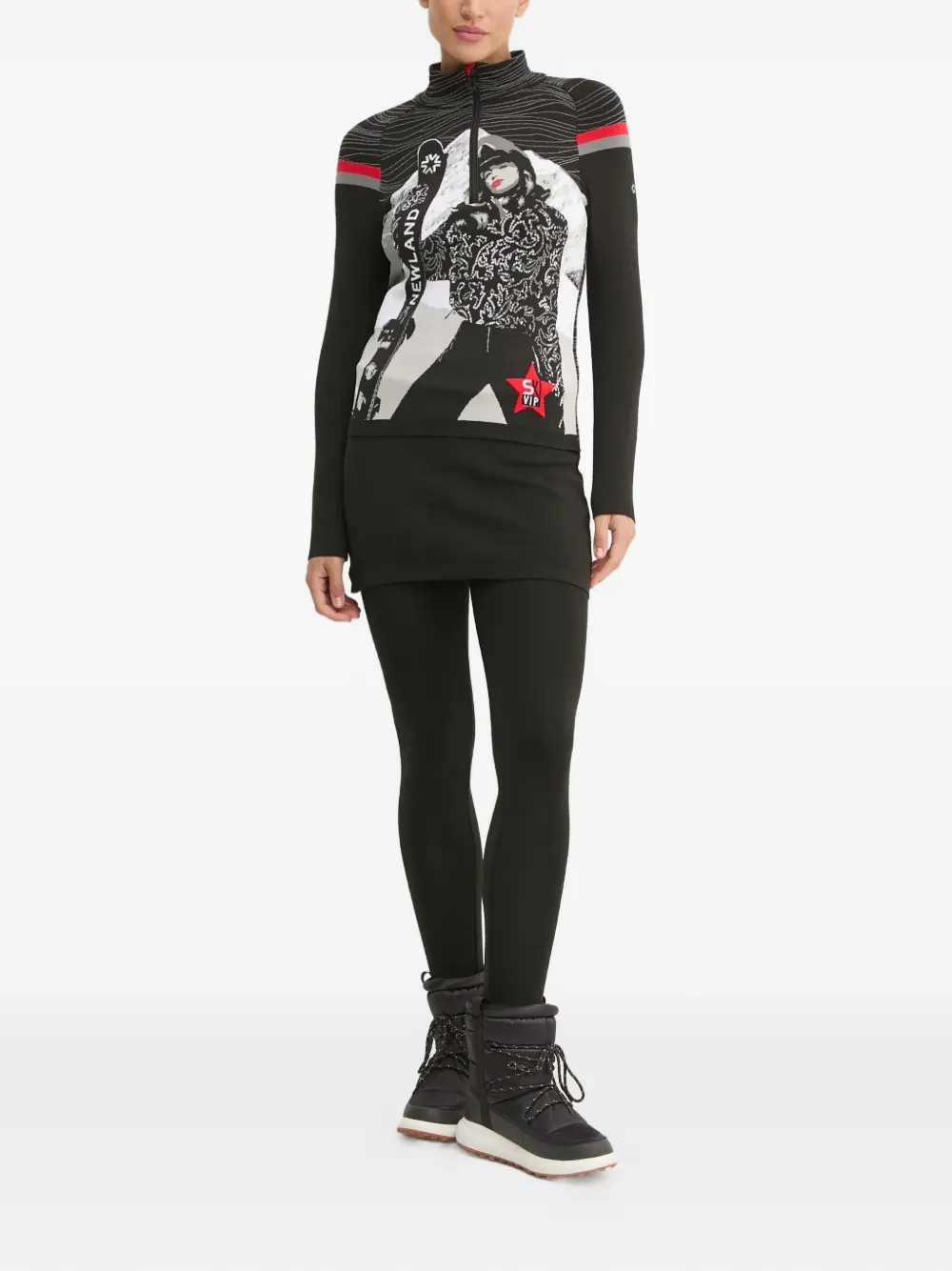 Newland Wave-print Zip Top - Black 