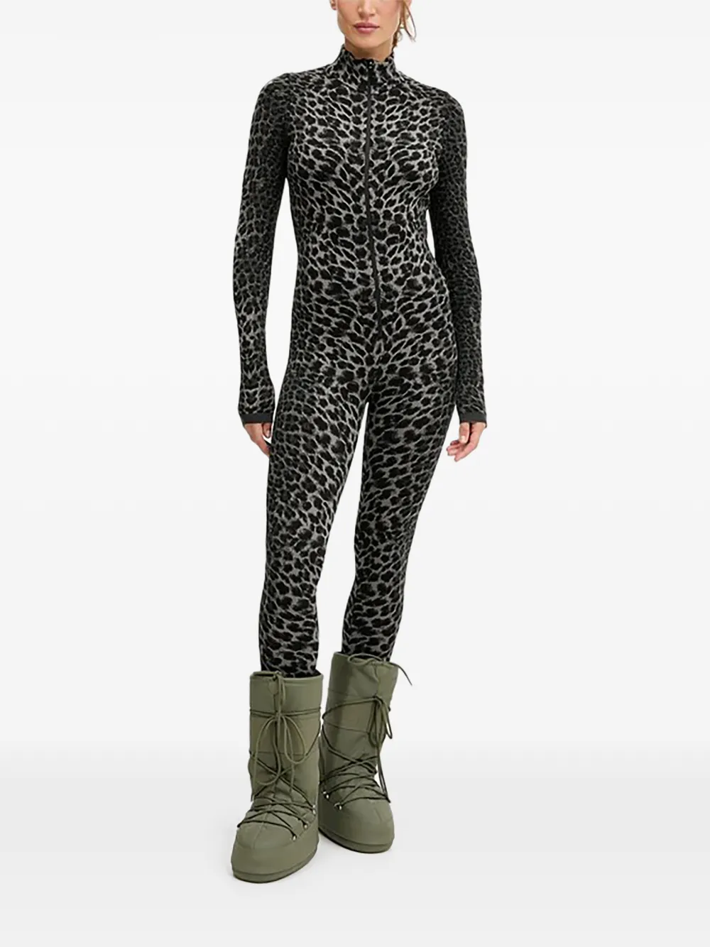 NEWLAND leopard zip jumpsuit - Nero