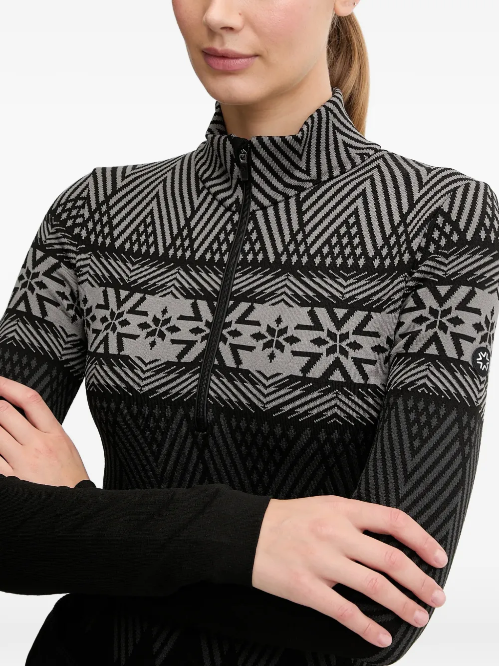 Graphic-Pattern Zip Skiwear