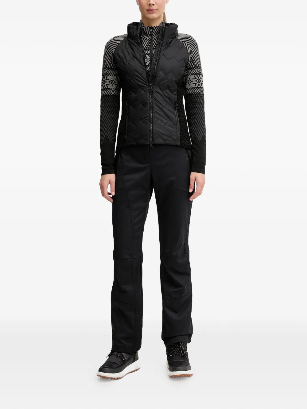 Graphic-Pattern Zip Skiwear