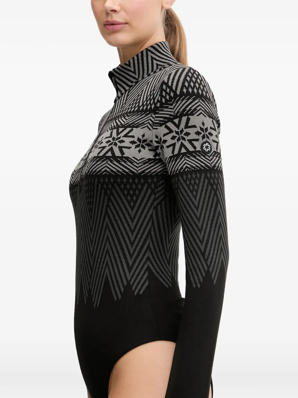 Graphic-Pattern Zip Skiwear