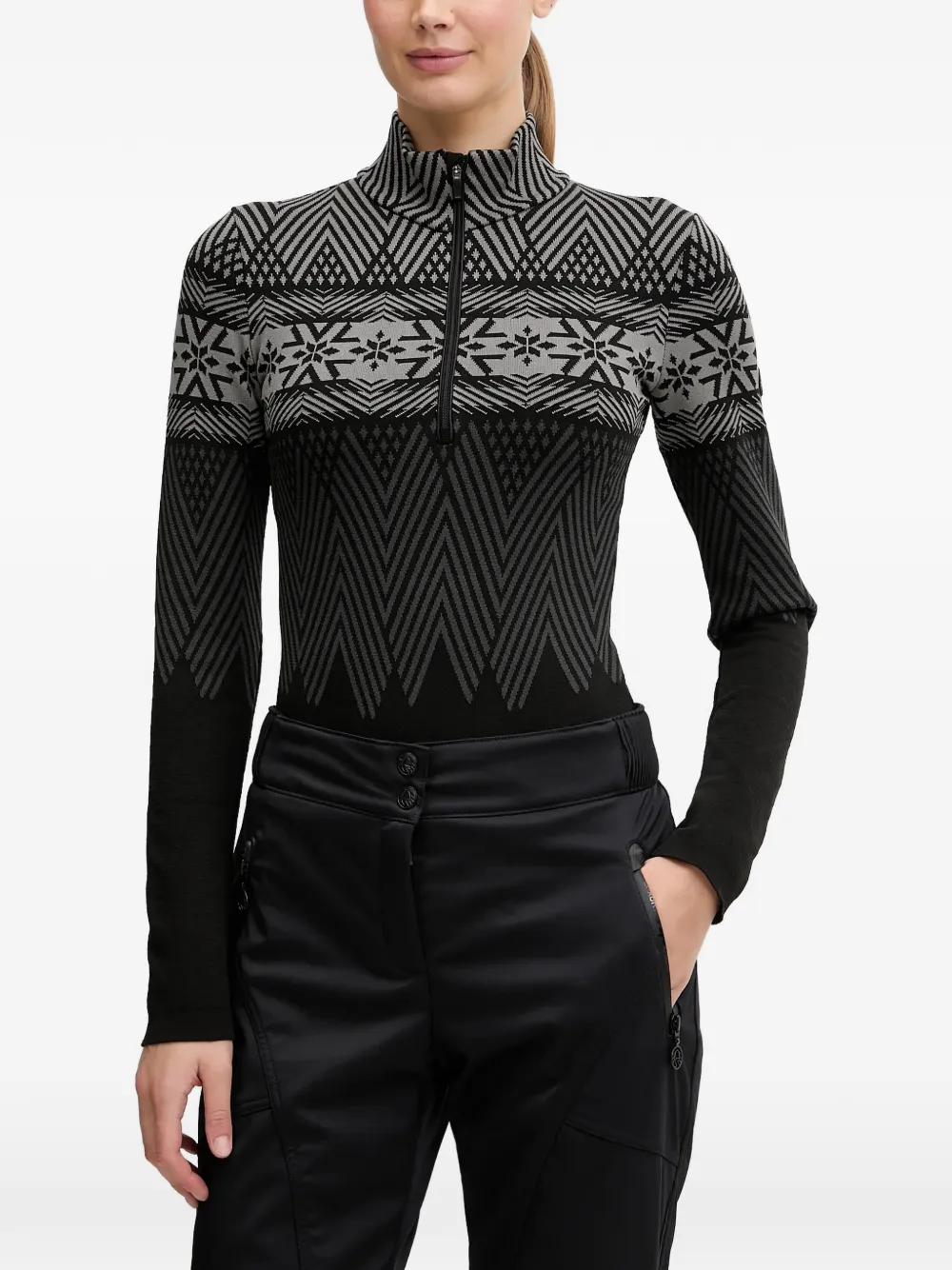 NEWLAND graphic-pattern zip skiwear - Nero