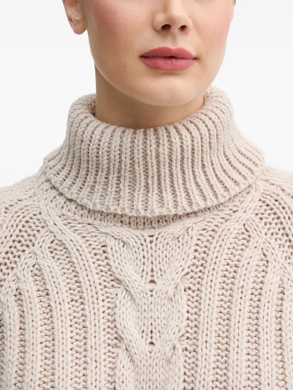 Roll-Neck Cable Sweater