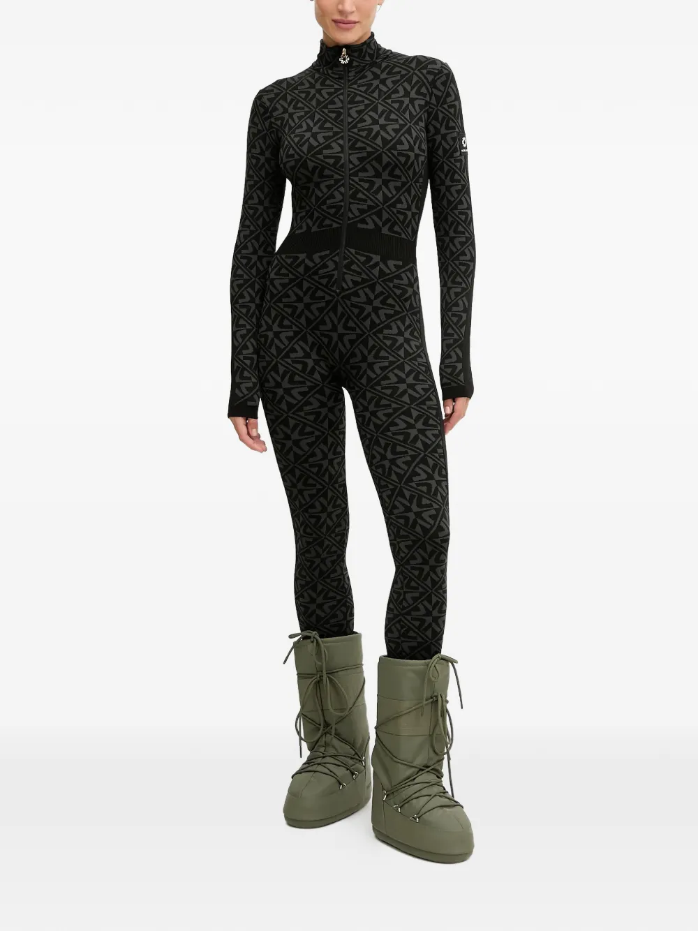 NEWLAND geometric-print zip fastening jumpsuit - Nero