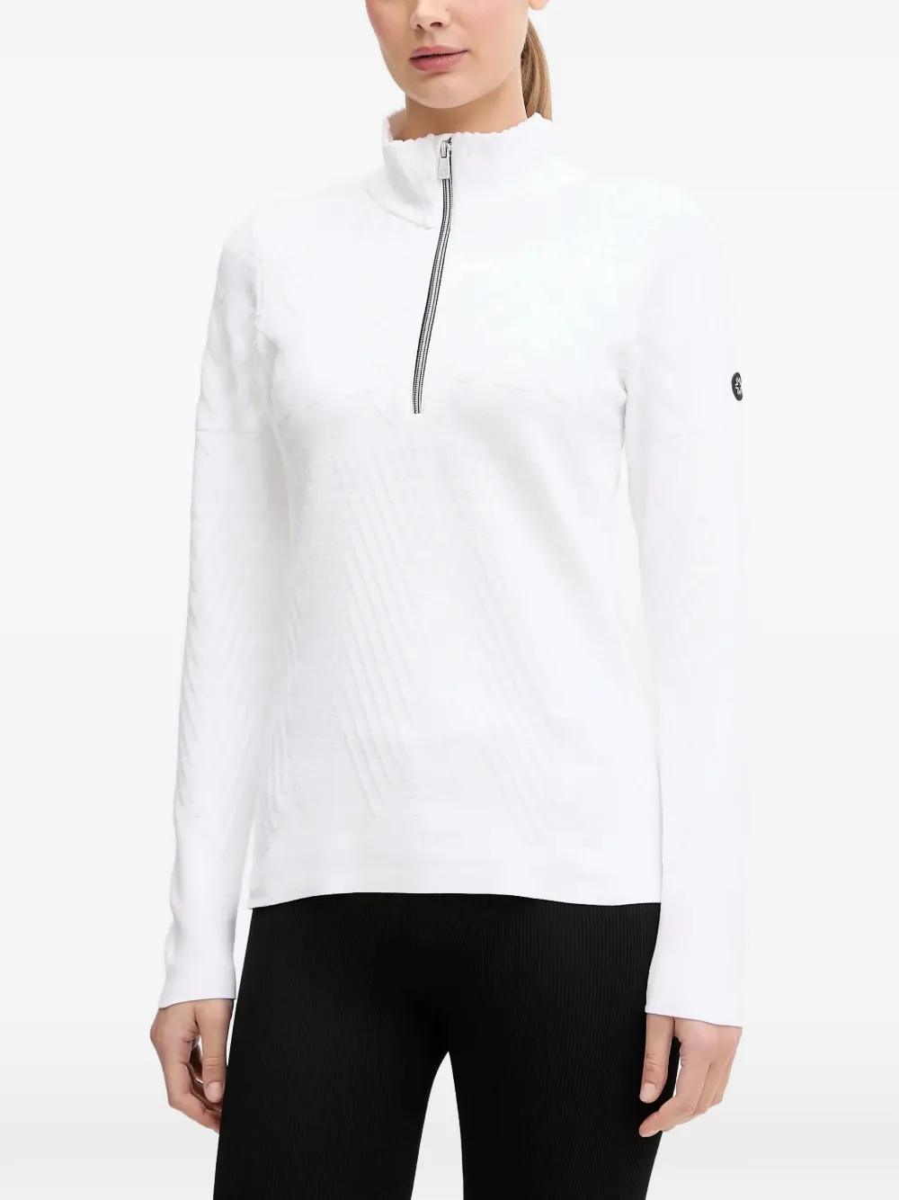 NEWLAND zip textured ski top - Bianco