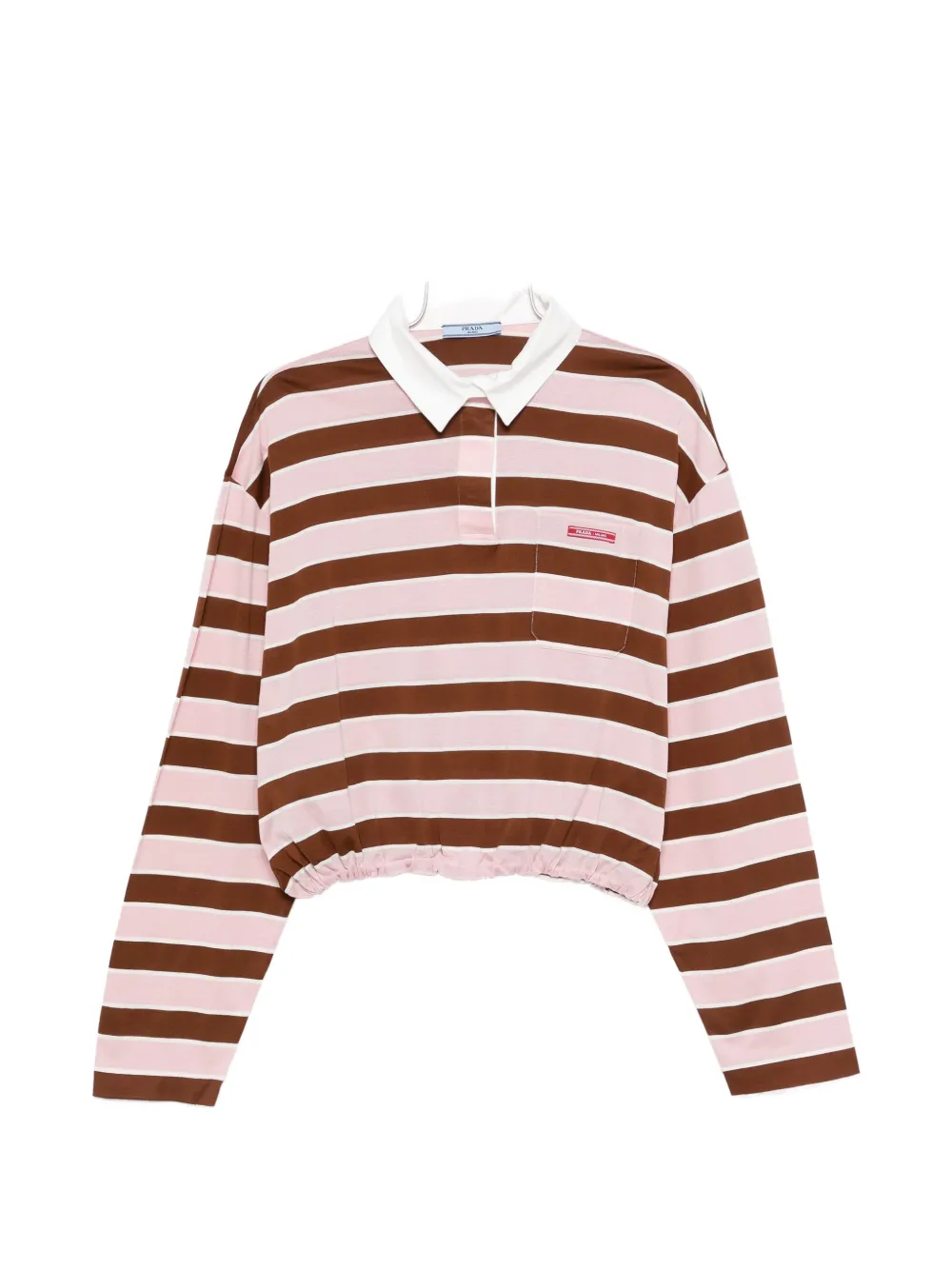 Prada striped long-sleeve polo top - Rosa