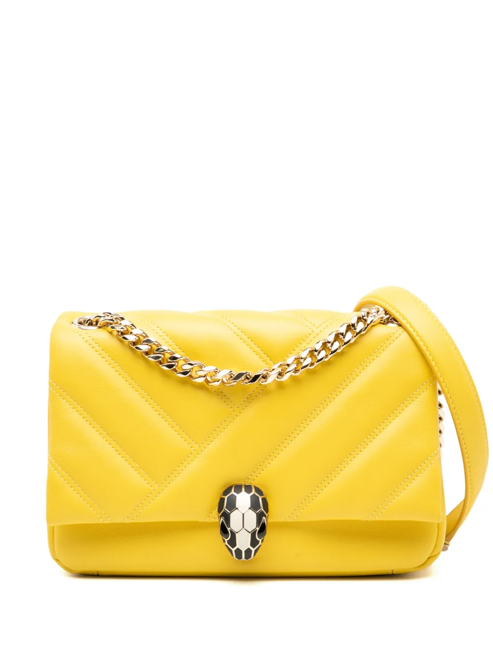 Bvlgari Pre-Owned 2021-2025 Leather Serpenti Cabochon Chain crossbody bag - Giallo