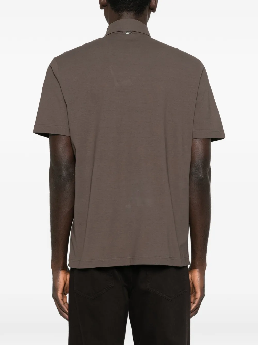 Herno Button-up poloshirt Bruin