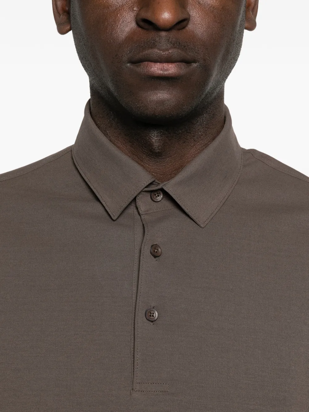 Herno Button-up poloshirt Bruin