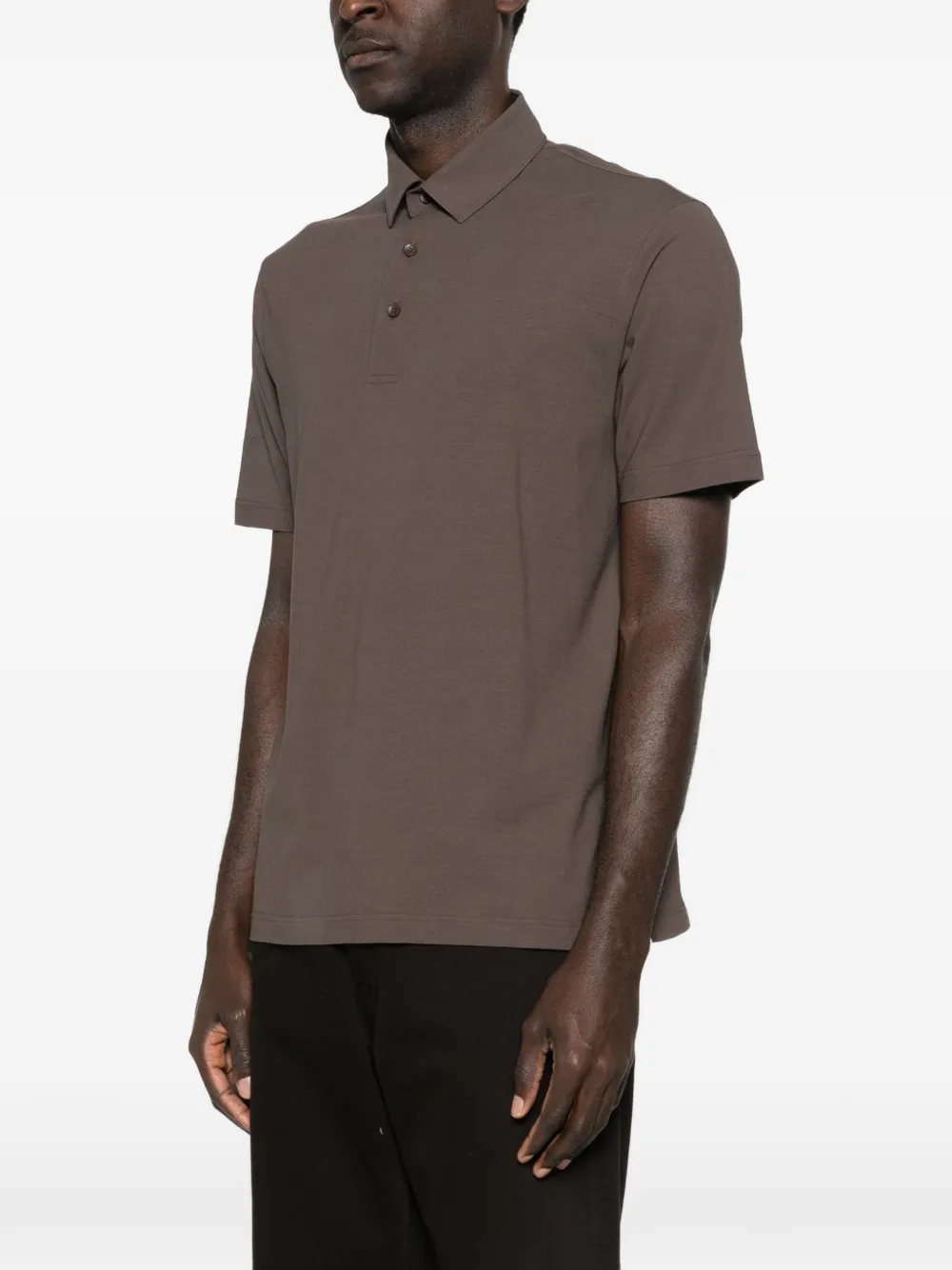 Herno Button-up poloshirt Bruin