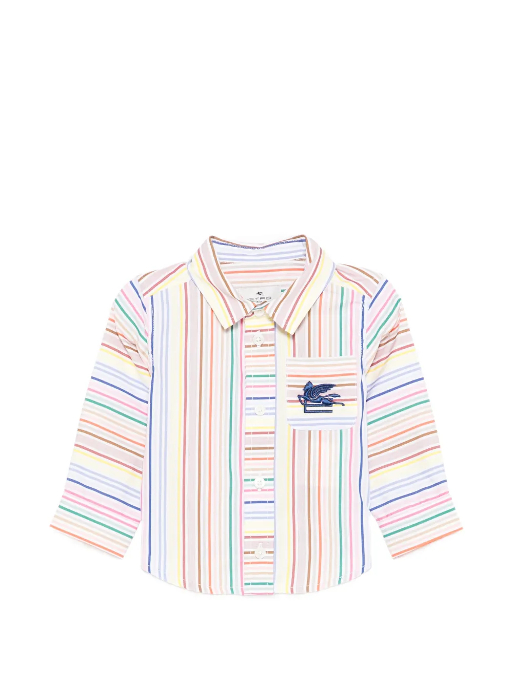 ETRO KIDS striped embroidered shirt - Bianco