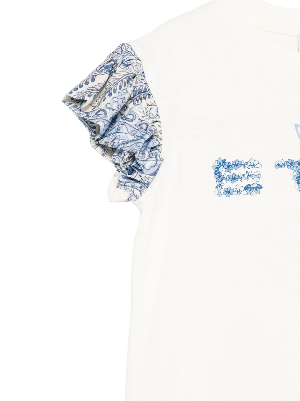  Etro Kids Floral-print Ruffled T-shirt - Neutrals 