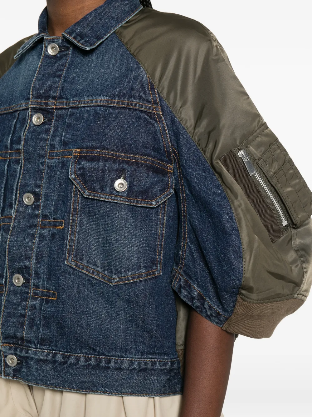 sacai Denim jack met klepzakken en knopen Blauw