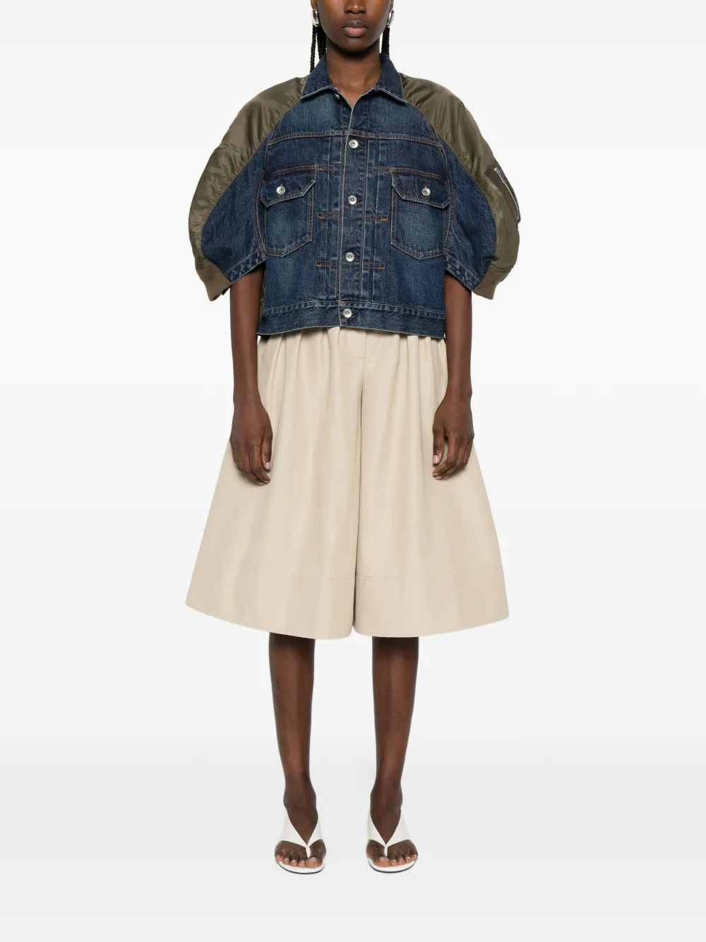 sacai Denim jack met klepzakken en knopen Blauw