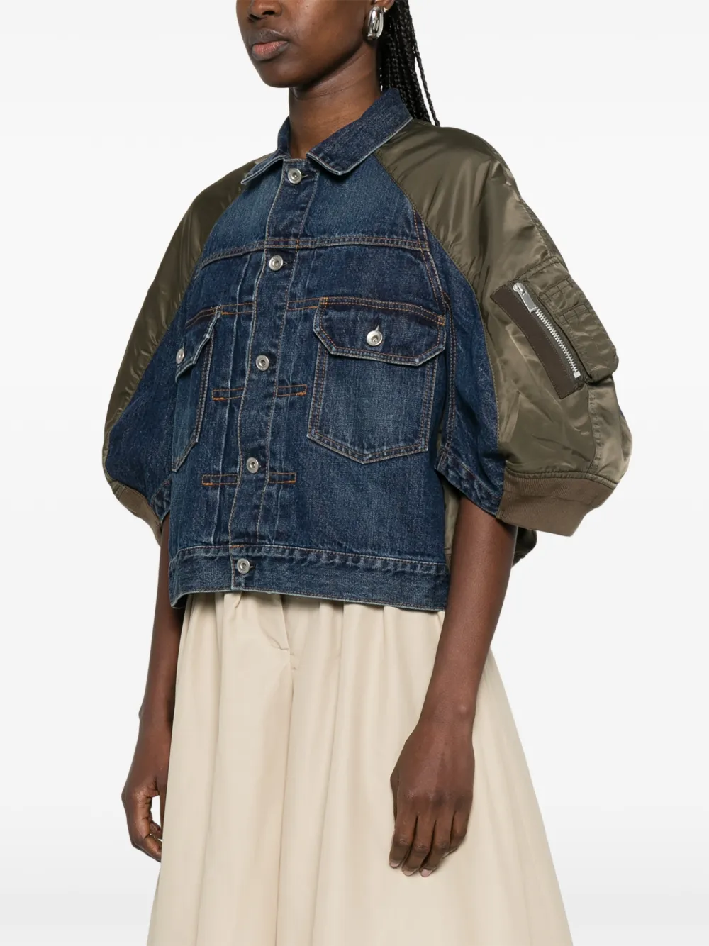 sacai Denim jack met klepzakken en knopen Blauw