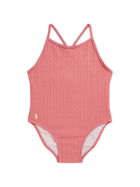 POLO RALPH LAUREN KIDS embroidered jacquard one-piece swimsuit