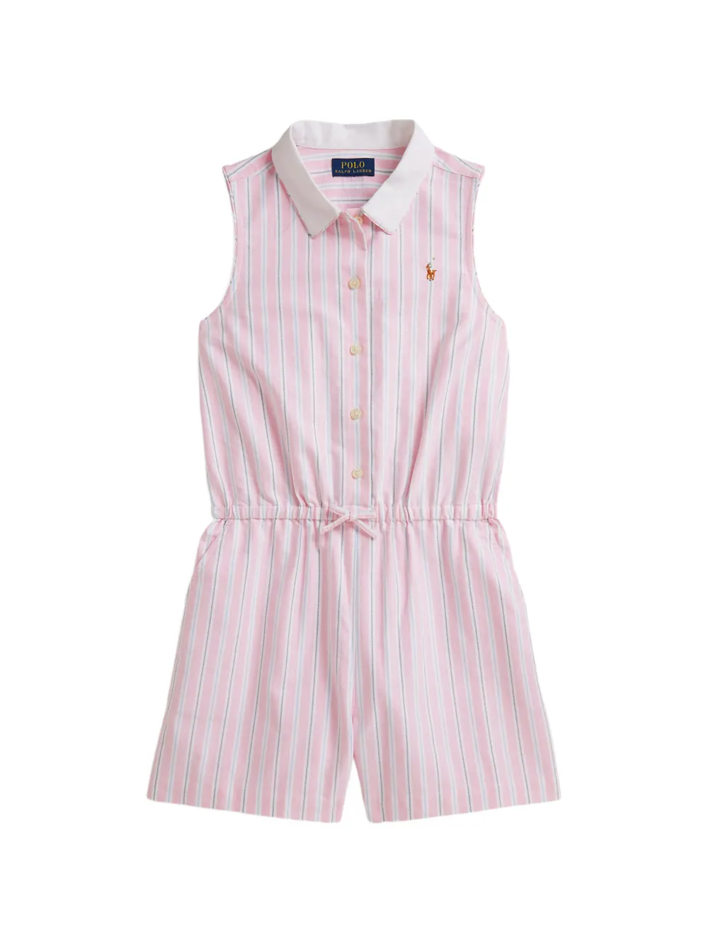 POLO RALPH LAUREN KIDS Tuta corta con colletto a righe - Rosa