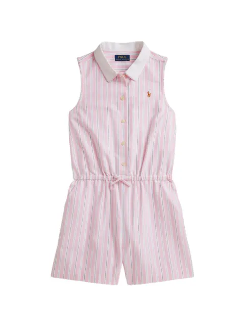 POLO RALPH LAUREN KIDS striped collar playsuit