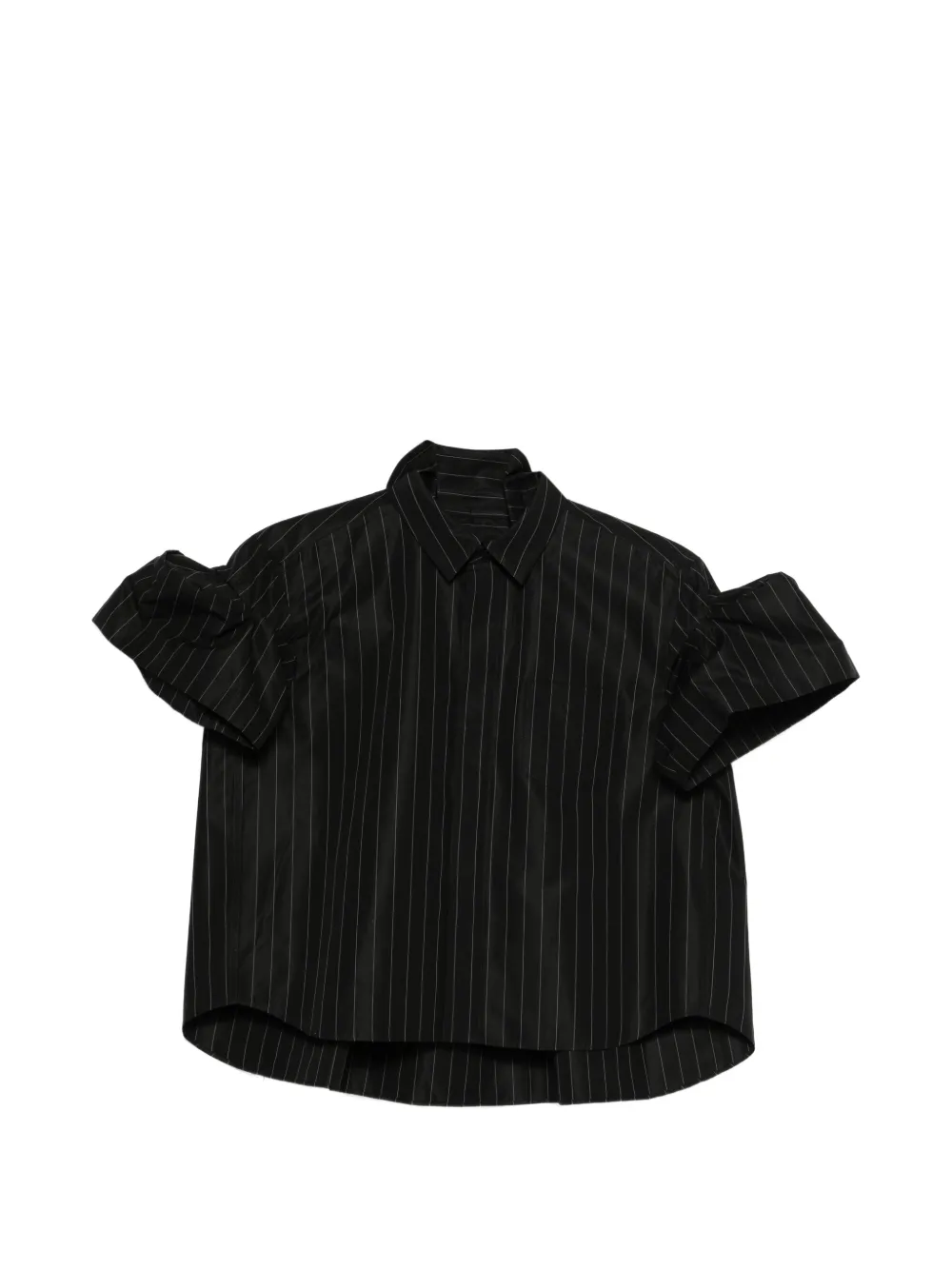 sacai pinstripe short-sleeve top - Nero