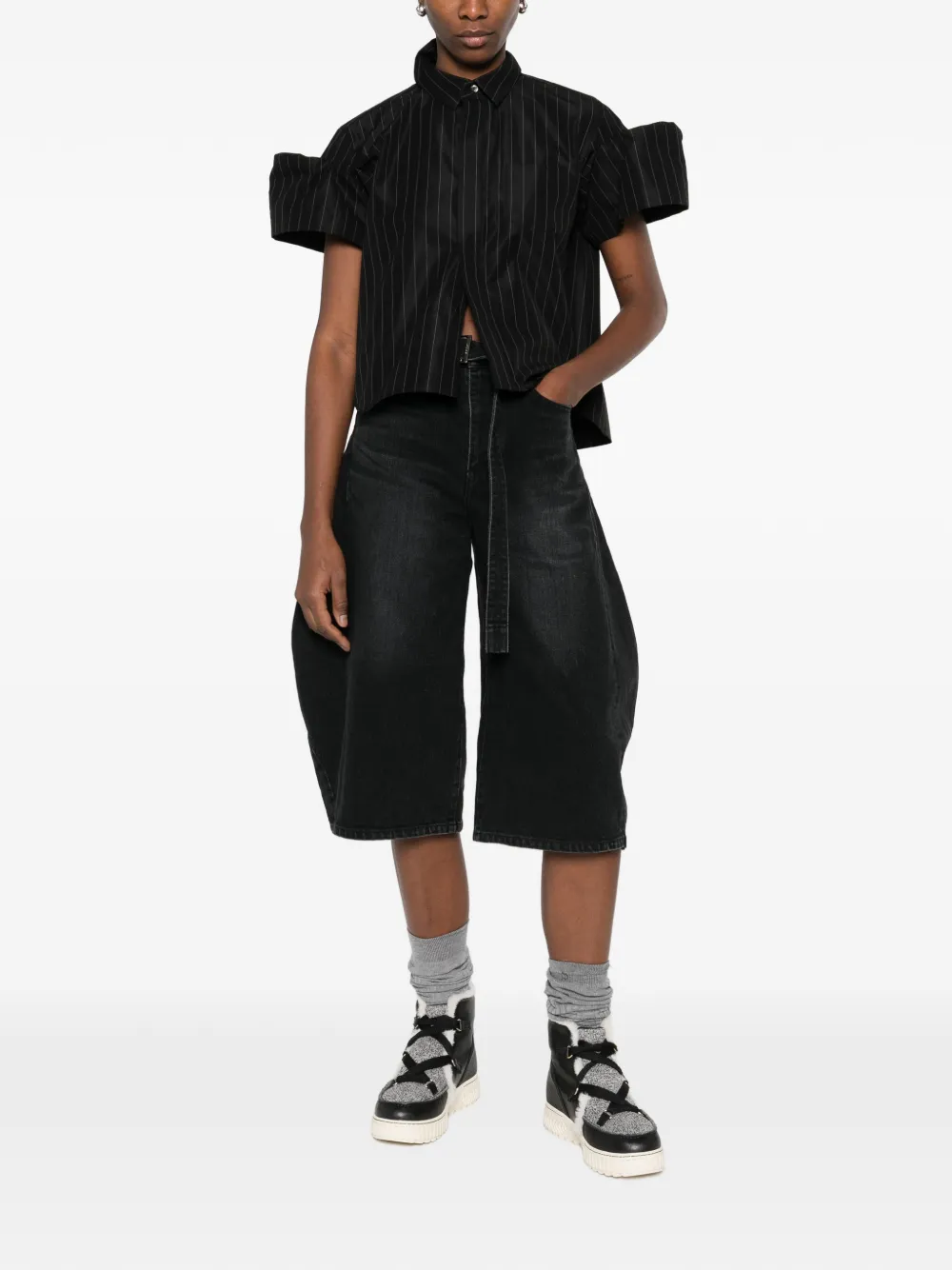  Sacai Belted Trousers - Black 