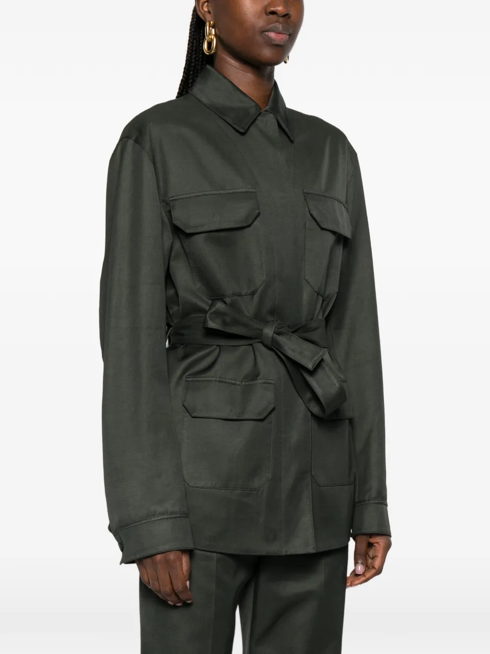  Tom Ford Belted Military Jacket - Green 