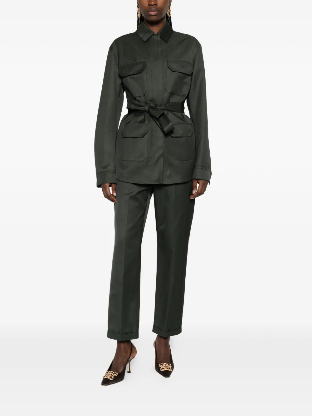  Tom Ford Belted Military Jacket - Green 