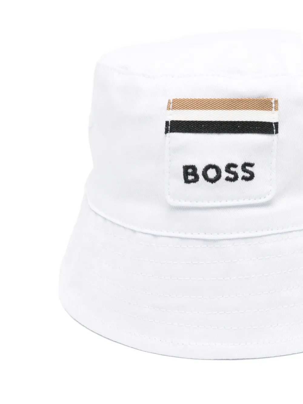  Boss Logo-patch Bucket Hat - White 