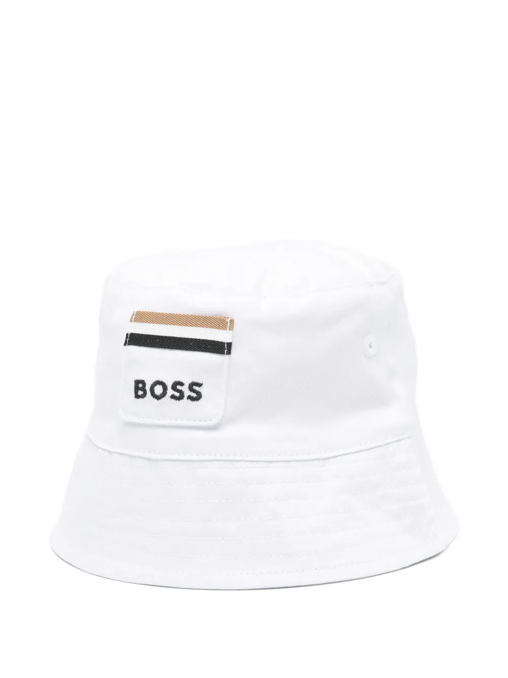 BOSS logo-patch bucket hat - Bianco