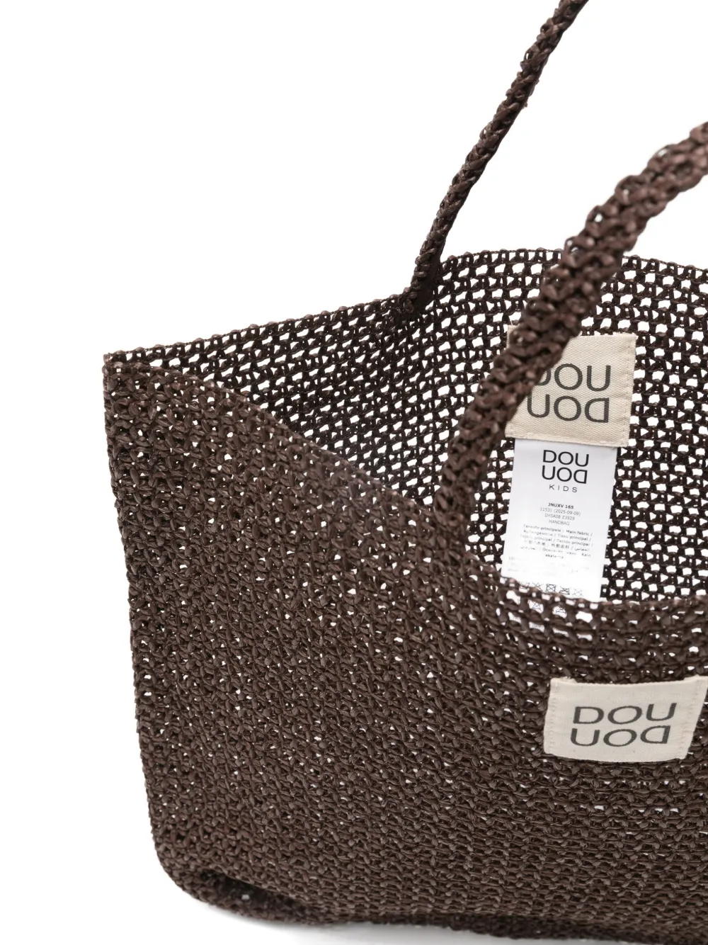 Douuod Kids Geweven shopper met handgreep Bruin
