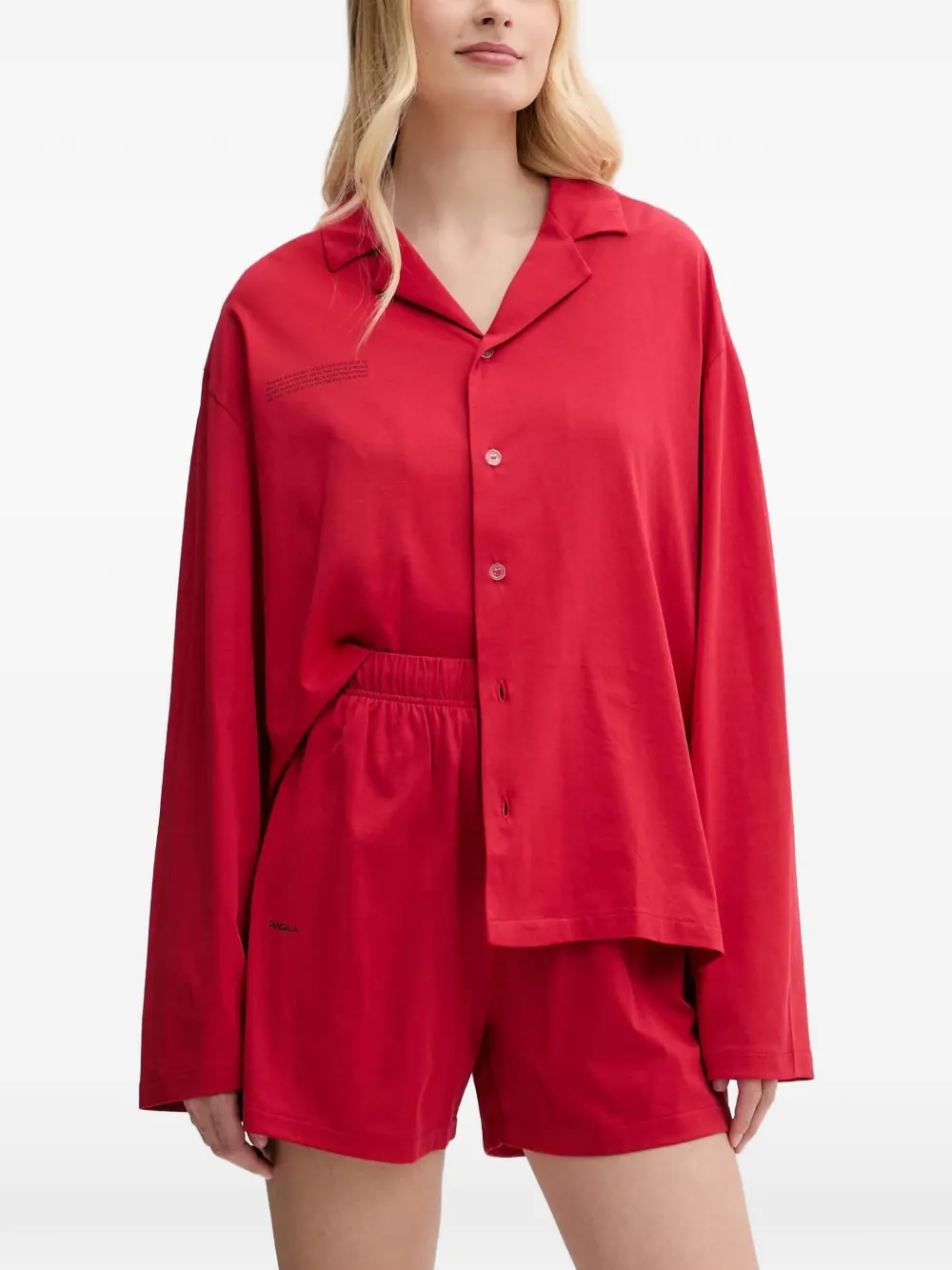 Pangaia long-sleeves nightwear set - Rosso