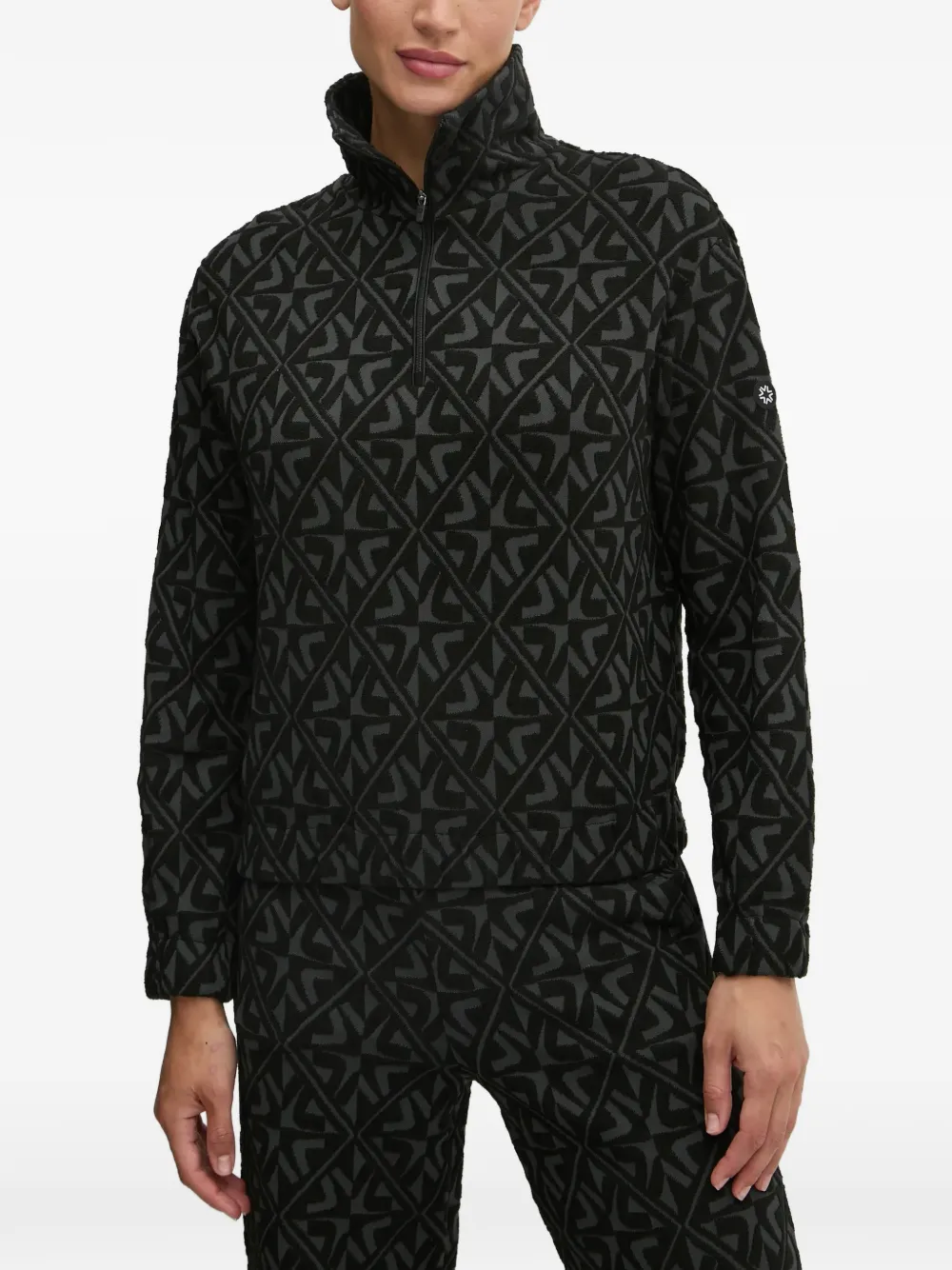 NEWLAND pattern zip sweater - Nero