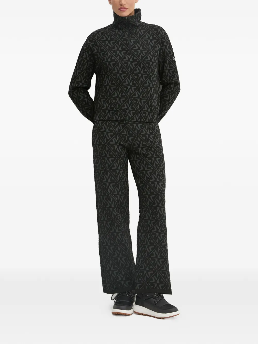  Newland Pattern Zip Sweater - Black 