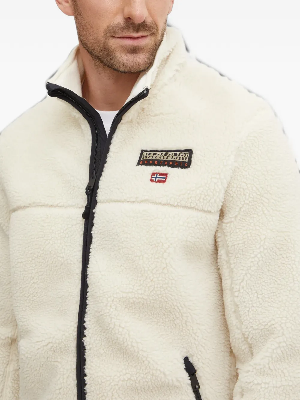 Napapijri Tynik fleece sweater met logo-patch Beige