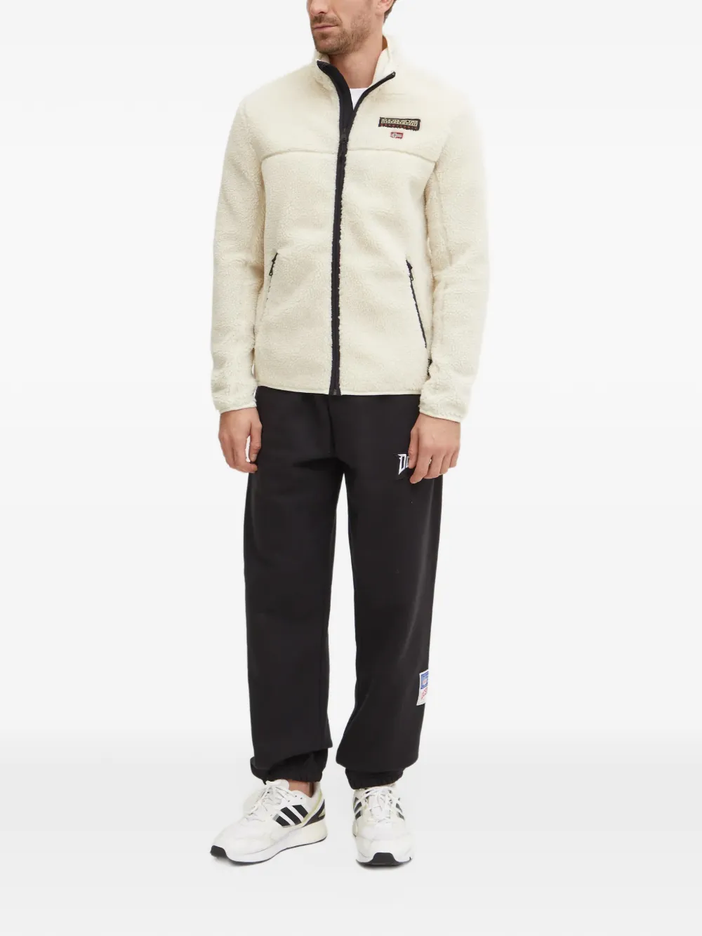Napapijri Tynik fleece sweater met logo-patch Beige