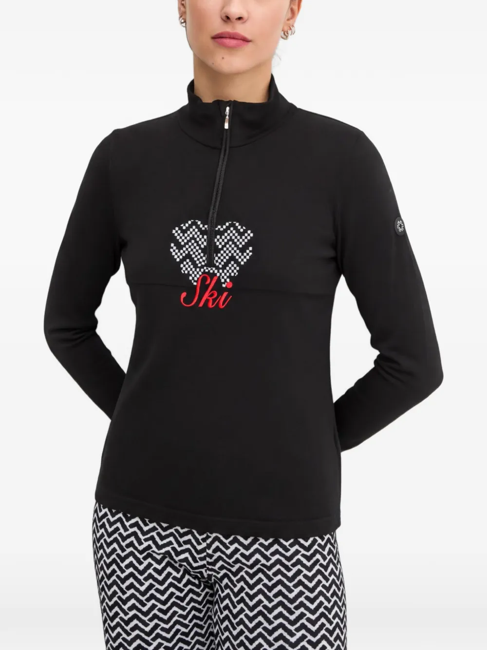 NEWLAND logo-embroidered zip-up sweater - Nero
