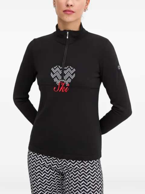 NEWLAND logo-embroidered zip-up sweater
