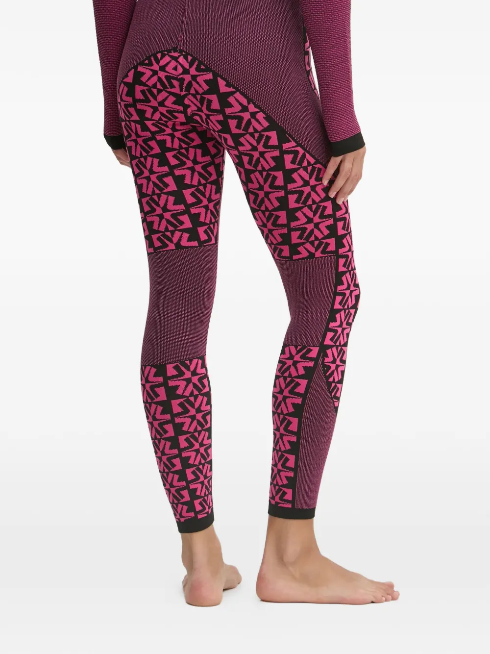  Newland Geometric-pattern Leggings - Pink 