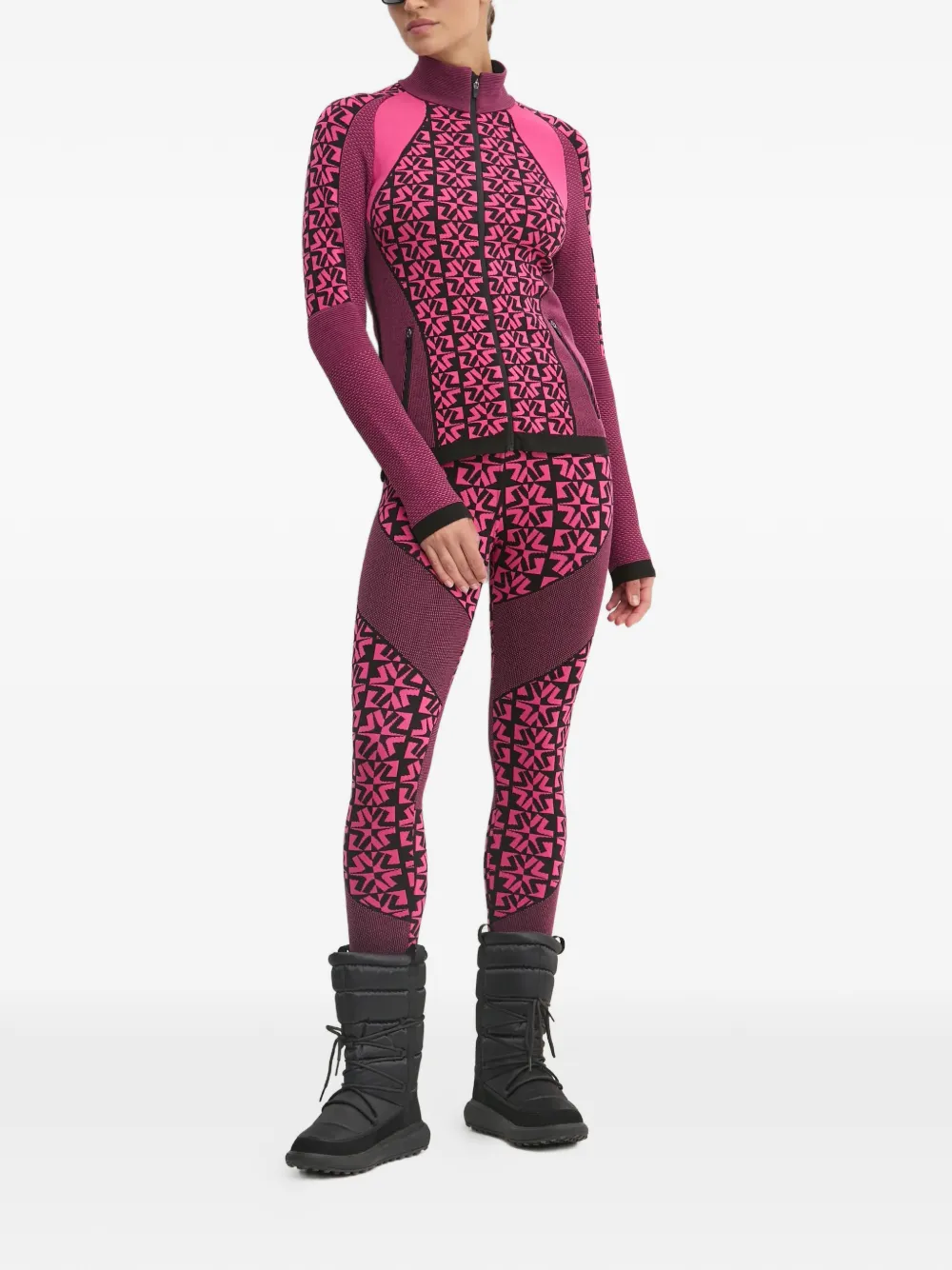  Newland Geometric-pattern Leggings - Pink 