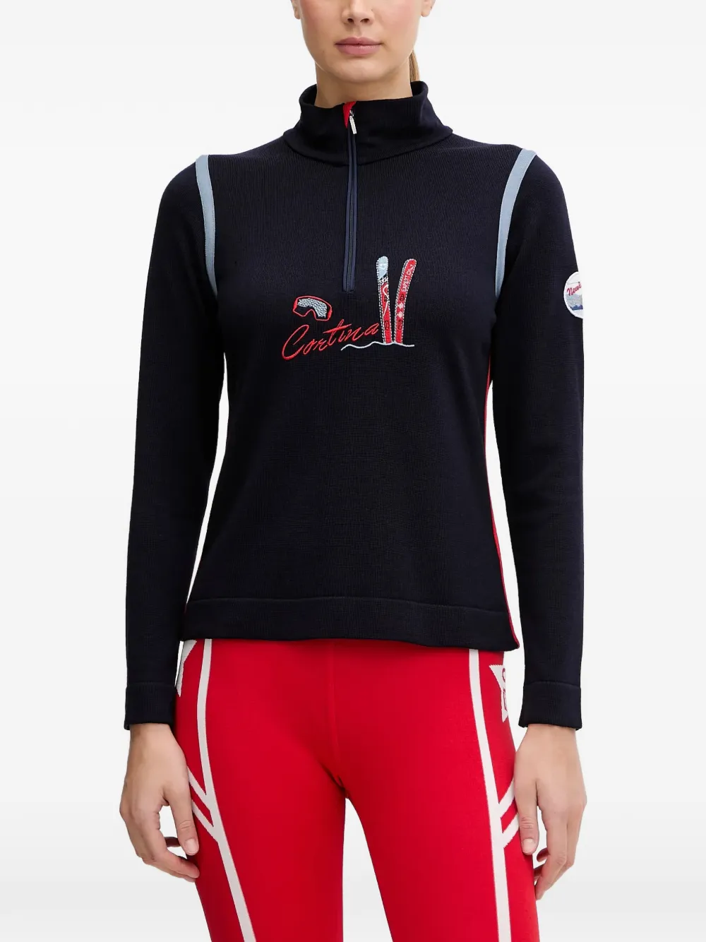 NEWLAND zip embroidered ski top - Blau